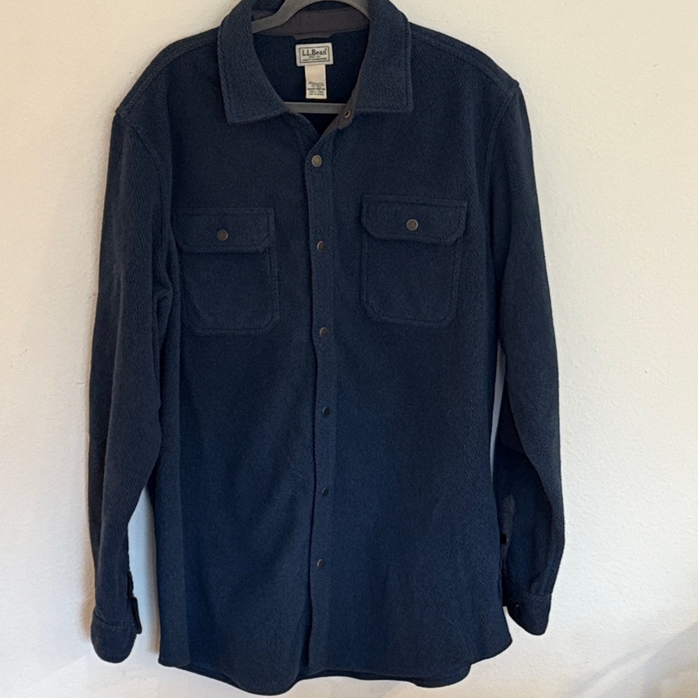 L.L. Bean L Tall Men's Dark Blue Shirt Jacket shacket snap front great condition